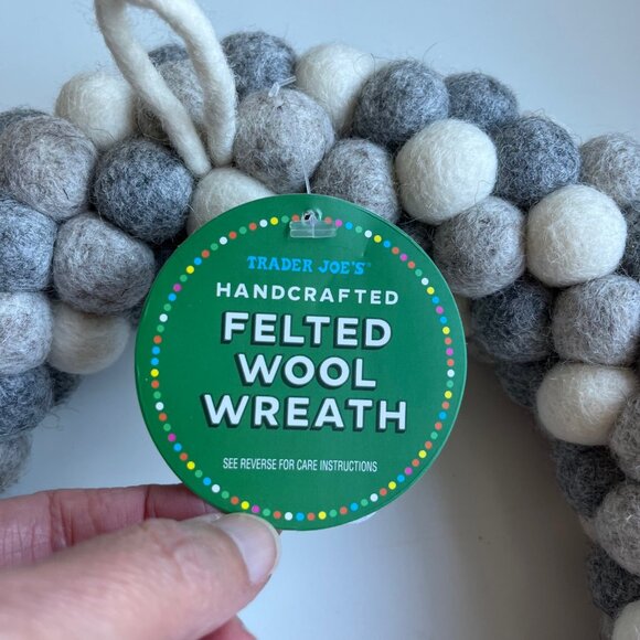NWT Trader Joe's Felted Wool Wreath in Neutral Grays - Picture 4 of 5